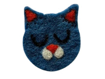 Filzsticker Blaue Katze, handgefilzt, blau