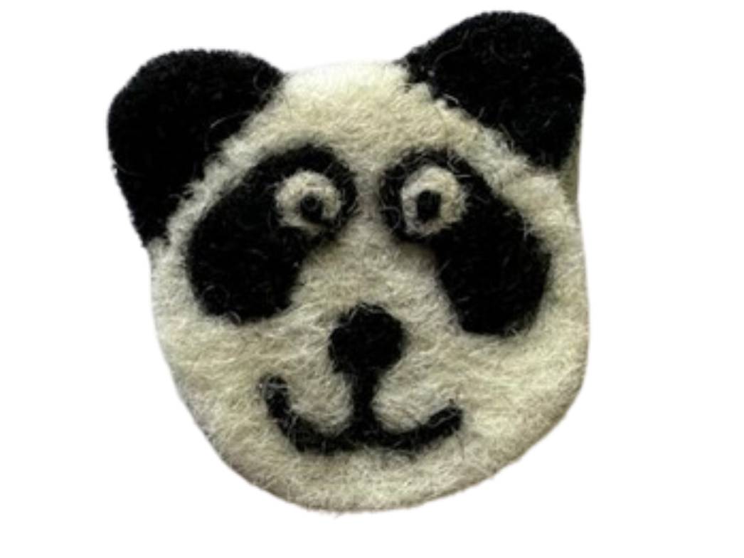 Filzsticker Panda, handgefilzt, weiß
