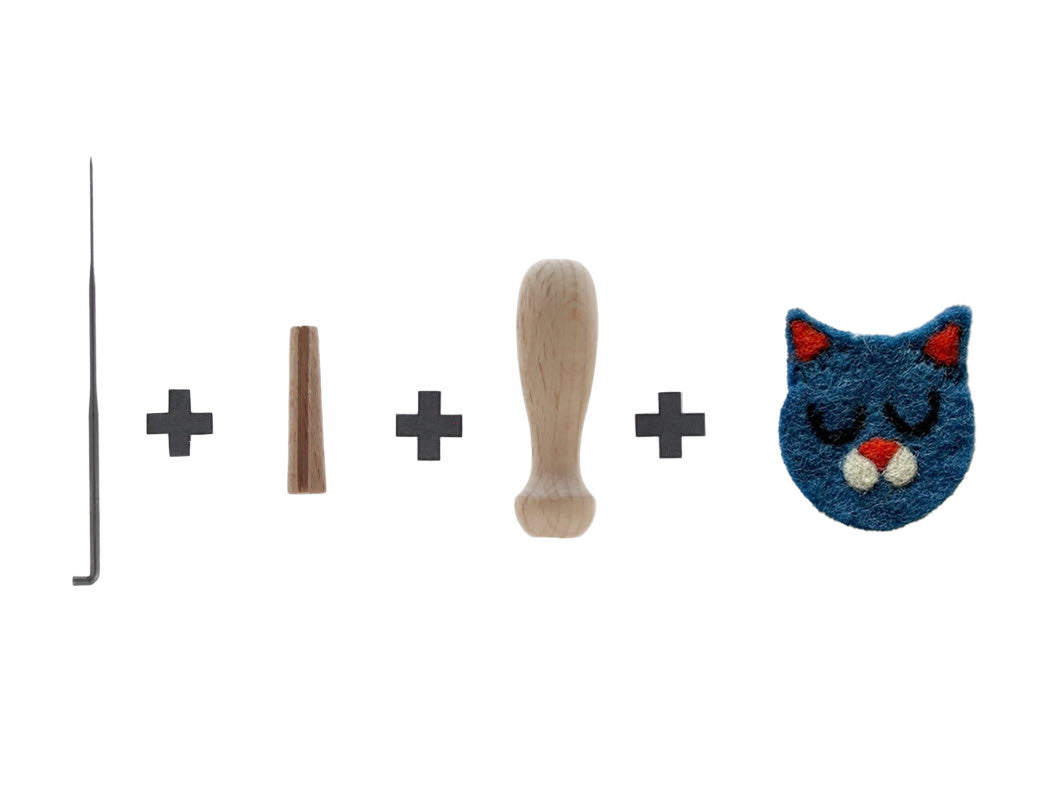 Filzsticker Blaue Katze, handgefilzt, blau