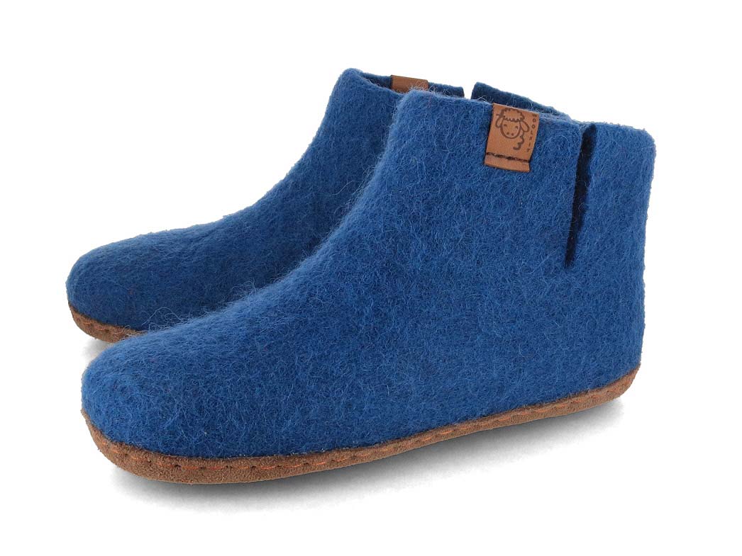 Yeti Kids Kinderhausschuhe mit Ledersohle, blau